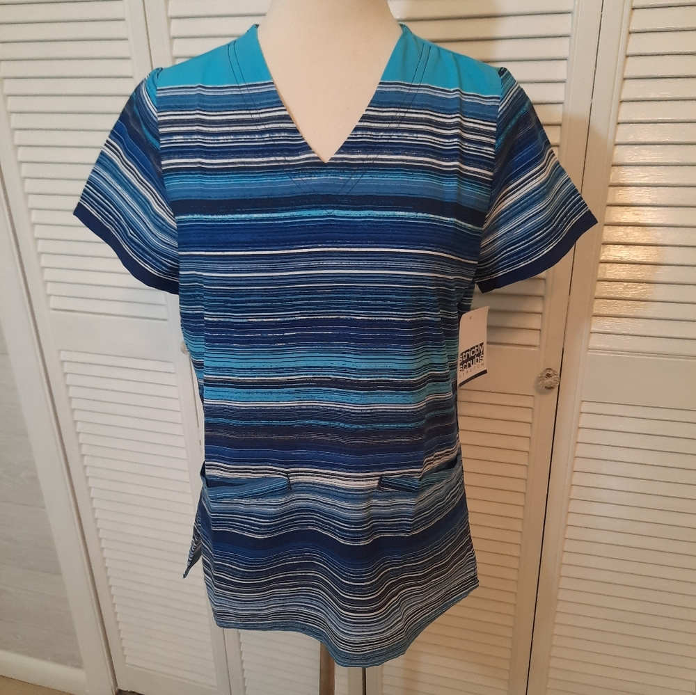 Strictly scrubs striped scrubs top sz XS NWT *J
